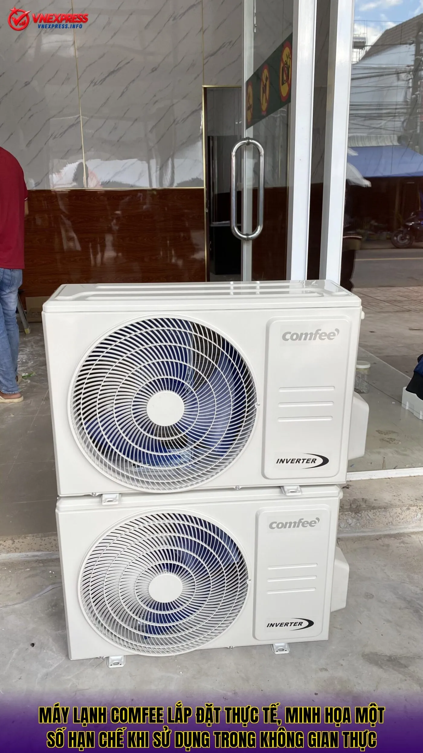 Máy lạnh Comfee lắp đặt thực tế, minh họa một số hạn chế khi sử dụng trong không gian thực