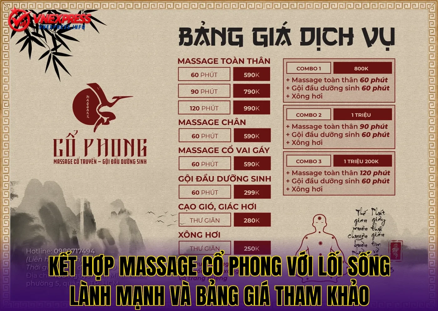 Kết hợp massage cổ phong với lối sống lành mạnh và bảng giá tham khảo