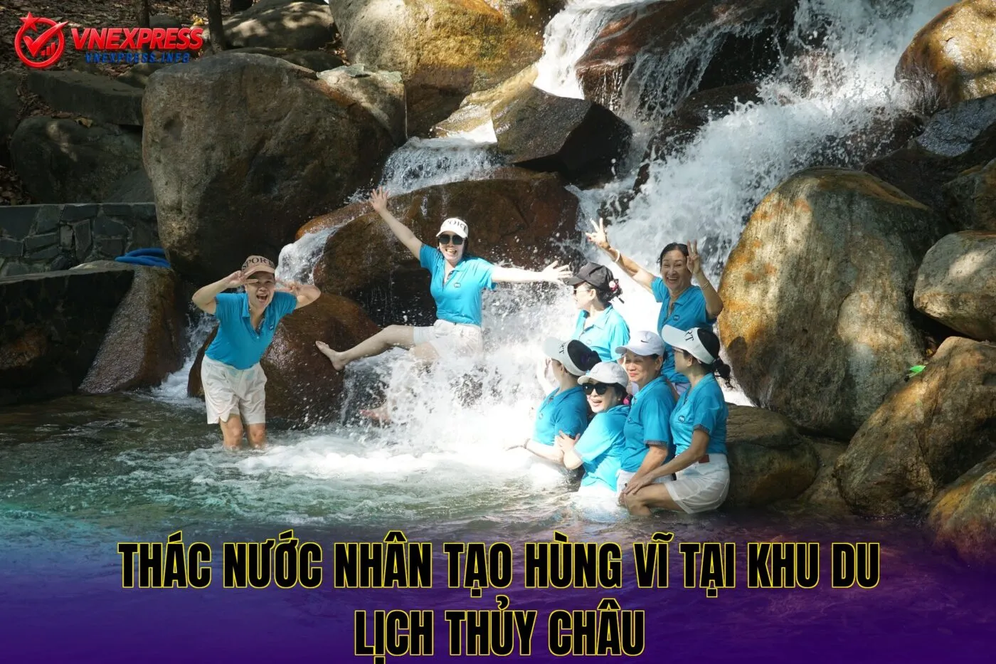 Thác nước nhân tạo hùng vĩ tại khu du lịch Thủy Châu