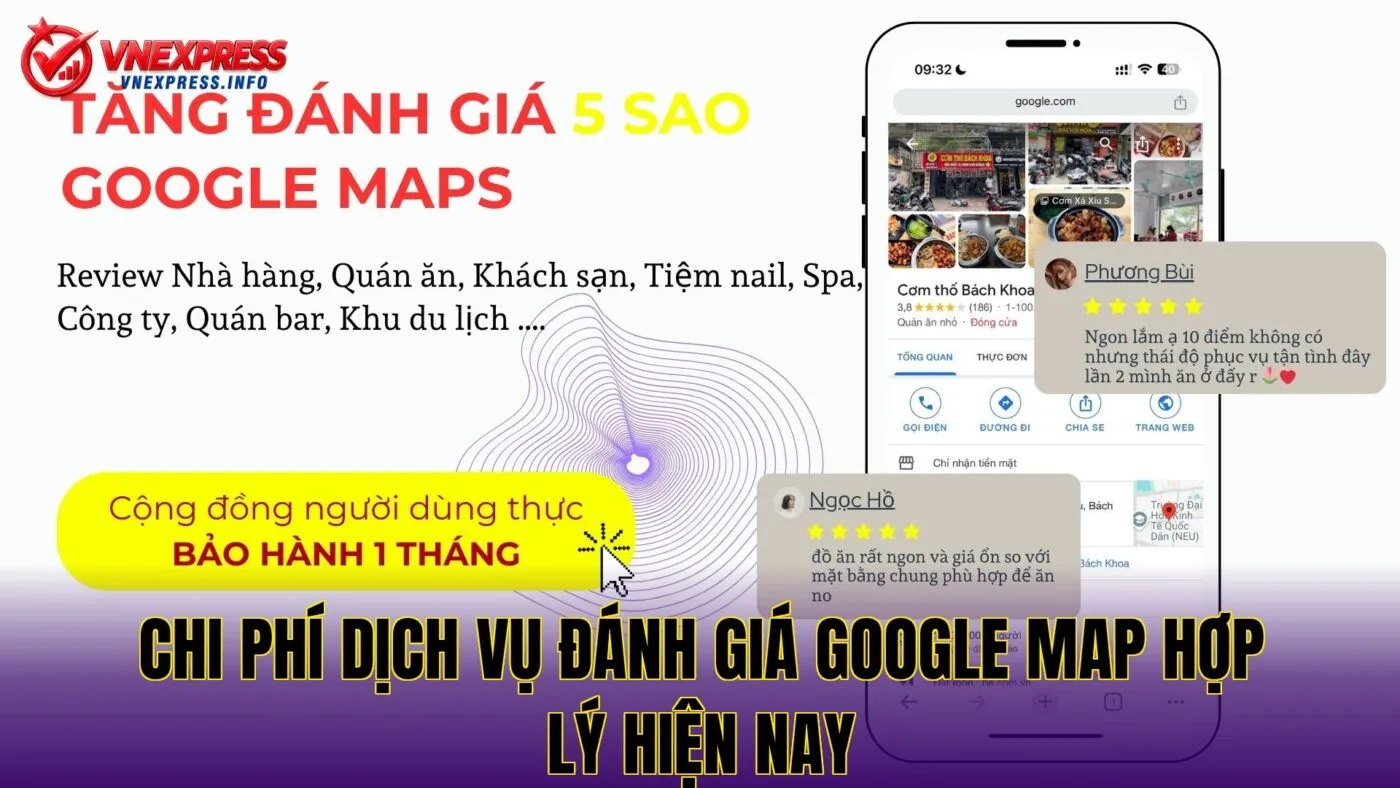 Chi phí dịch vụ đánh giá Google Map hợp lý hiện nay