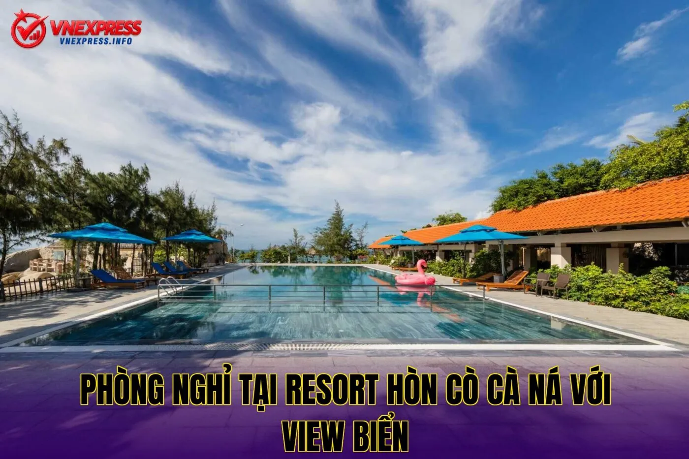 Phòng nghỉ tại resort Hòn Cò Cà Ná với view biển
