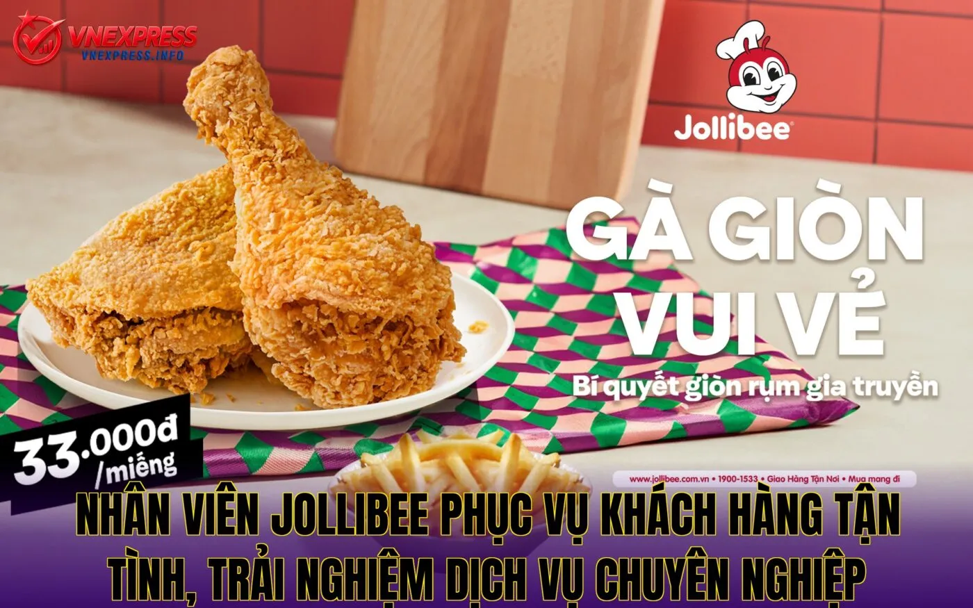 Nhân viên Jollibee phục vụ khách hàng tận tình, trải nghiệm dịch vụ chuyên nghiệp