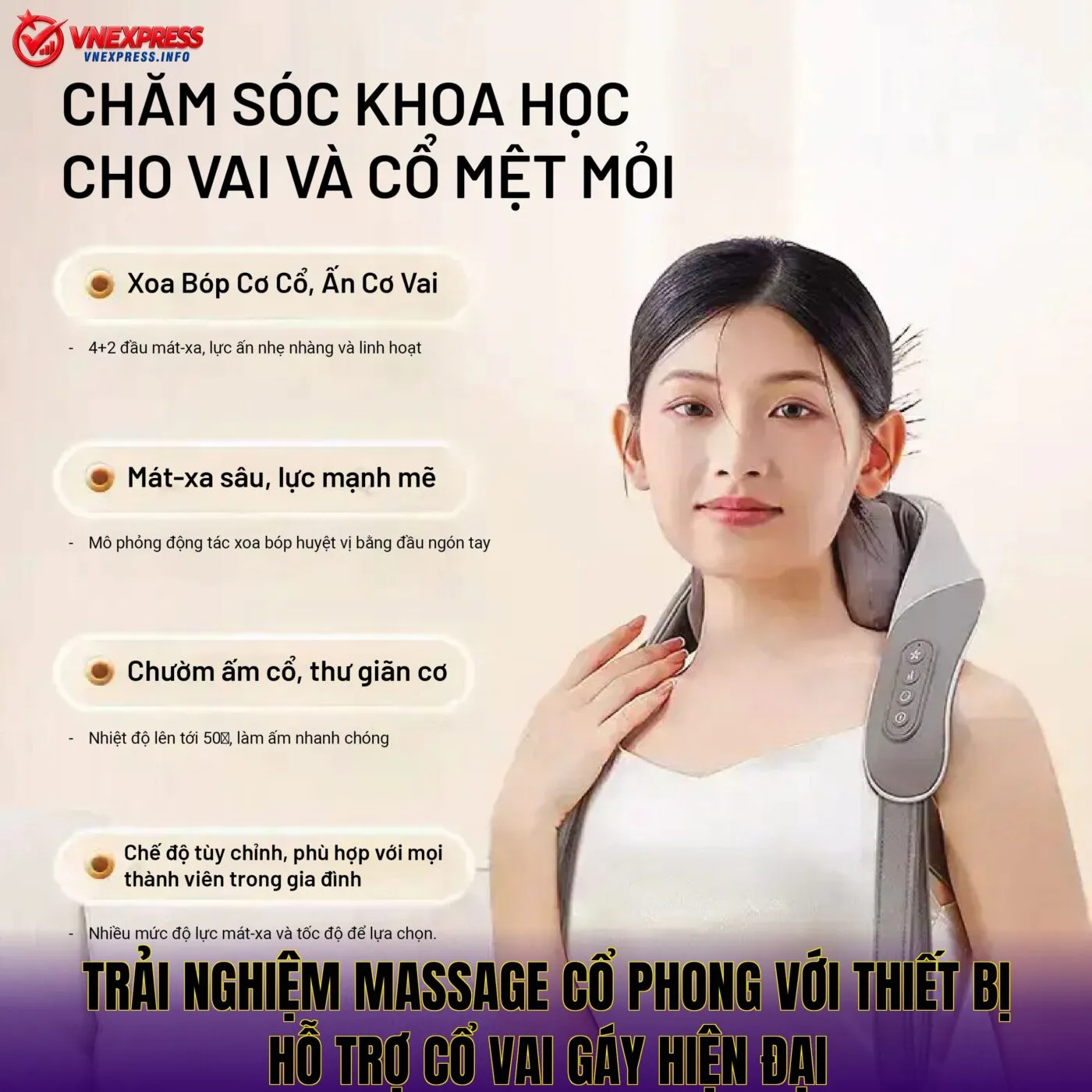 Trải nghiệm massage cổ phong với thiết bị hỗ trợ cổ vai gáy hiện đại